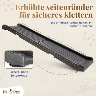 Рампа для собак у машину, складана – 174 см, 38 см – чорна, для великих собак, до 136 кг – підходить для авто та SUV