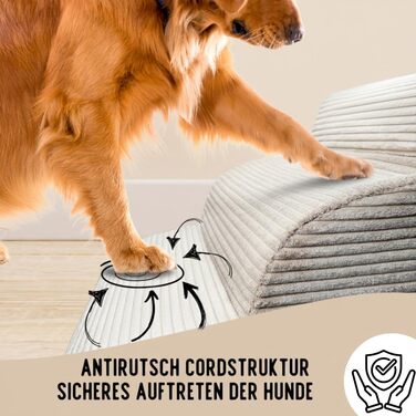 Сходинки для собак Cord бежеві: пандус для собак зі спіненого матеріалу, сходи для котів, тварин, домашніх тварин, пандус для собак на ліжко, 3 сходинки