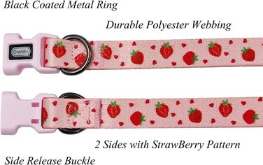 Нашийник та поводок для собак Olahibi Kombi-et, леопардовий принт, поліестер, 150 см, повід з панде, для маленьких собак (колір коричневий леопард), нашийник (M, набір сердечок та полуничок)