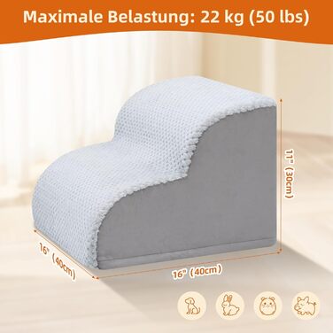 Сходинки для собак KSIIA, 3 ступені, 40 см, сірі. Сходи для собак та котів до ліжка, дивану, машини. Розмір 40x57x40 см