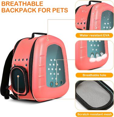 Рюкзак-переноска для кота/цуценя ALLSOPETS Bubble, рожевий. Знімна підстилка, для подорожей, прогулянок