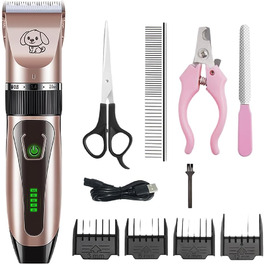 Професійний триммер для собак та котів Bjaf Dog Clipper Pro: тиха робота, 4 насадки, бездротовий, рожевий