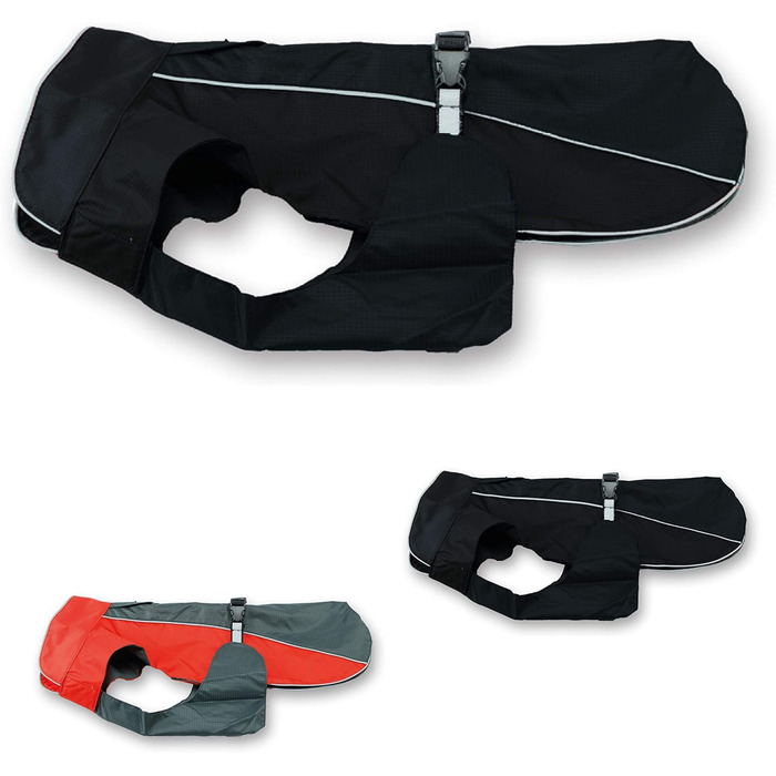 Дощовик для собак JEGGO Buckle - теплий, універсальний, X XXL (Антрацит/Червоний), XS (Чорний)