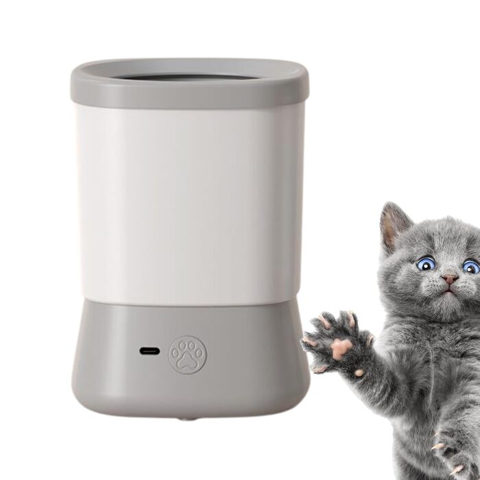 Автоматичний мийка лап для собак, 2-ступеневий захист від бризок, аксесуари для миття лап, для щоденних прогулянок, відпочинку на природі, подорожей, сірий колір