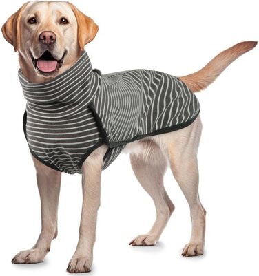 Зимовий одяг для собак ROZKITCH: теплий пуловер/комбінезон, вітронепроникний, для маленьких, середніх та великих собак, сіро-білі смужки (XL, 2XL)