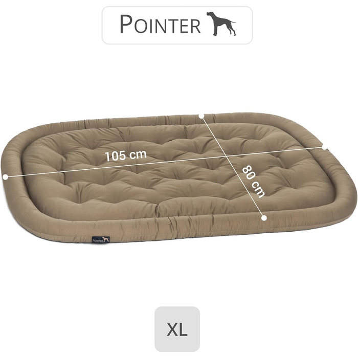 Ортопедична лежанка для великих собак Pointer, 105x80 см, золото-коричнева, знімний чохол, прати до 95°C, без запаху, міцна, для дому та вулиці, вироблено в Німеччині