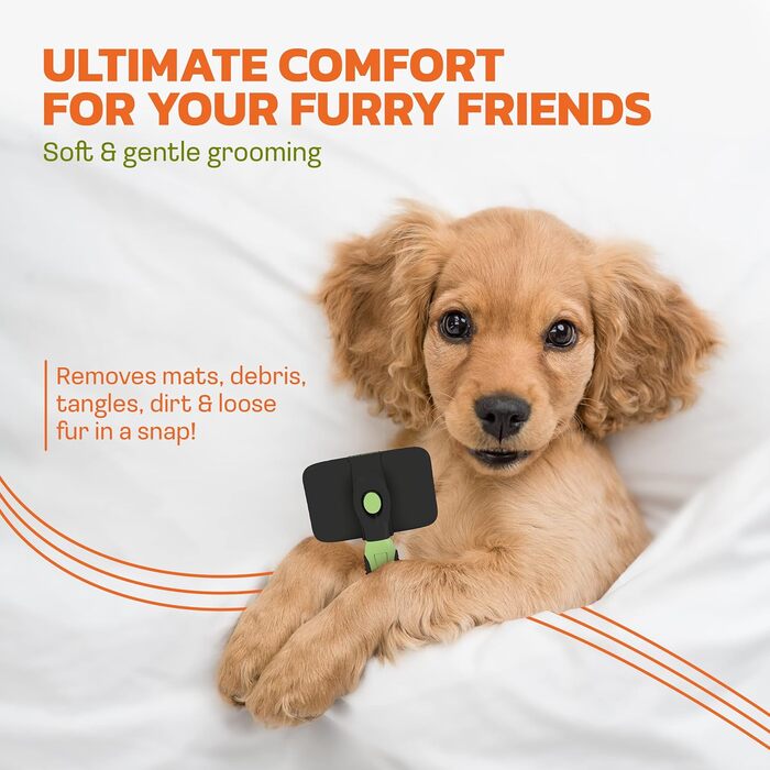 Pet Portal щітка для собак і котів Slicker Pro – самочищувальна щітка для короткої та довгої шерсті, підшерстя, проти ковтунів, аксесуари для тварин