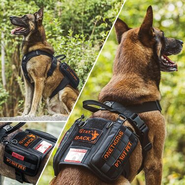 OneTigris шлейка для собак Guardian з 3 D-кільцями з нержавіючої сталі та великою сумкою, безпечна амуніція для середніх і великих собак