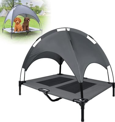 Крісло-ліжко для собак та котів з балдахіном, 76x61x76 см. Зручне, з міцним металевим каркасом та дихаючою тканиною для дому та вулиці