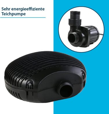 AquaForte EC 8000 фільтр-насос для ставка, 50 Вт, 8000 л/год, 4 м, кабель 10 м, для водоспадів, струмків, фонтанів