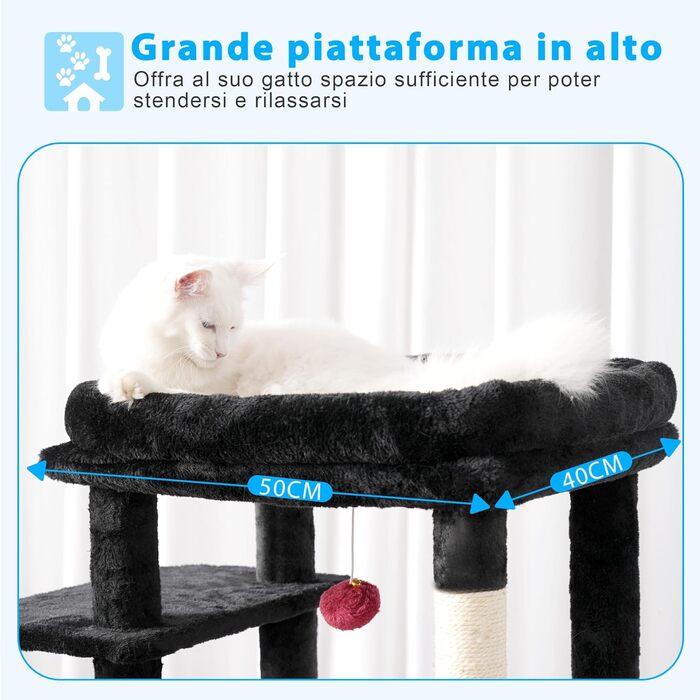 Котячий будиночок Hey-brother Kratzbaum: багатоярусний, 145 см, з лежаком, гамаком та кошиком (червоно-чорний)