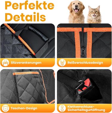 Захист для заднього сидіння авто для собак, 600D, водовідштовхувальний, стійкий до подряпин, з боковими захистами та оглядовим вікном, універсальний, для собак