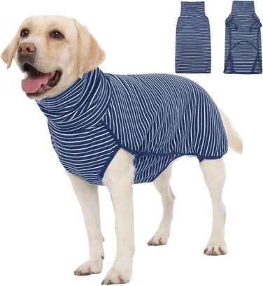 Теплий флісовий пуловер для собак Hjyokuso, розмір L. Зручний зимовий одяг для малих, середніх та великих собак. Теплий, м'який, для прогулянок у холодну погоду – синій.