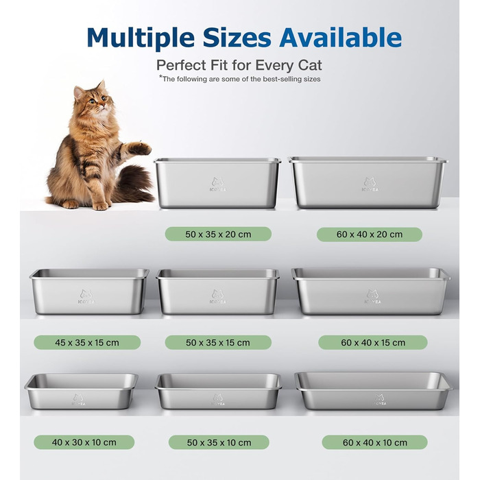 Котлочистка для котів ValuePro, нержавіюча сталь, XXL, 45x35x15 см, безперешкодна, антипригарне покриття, без запаху, легко мити