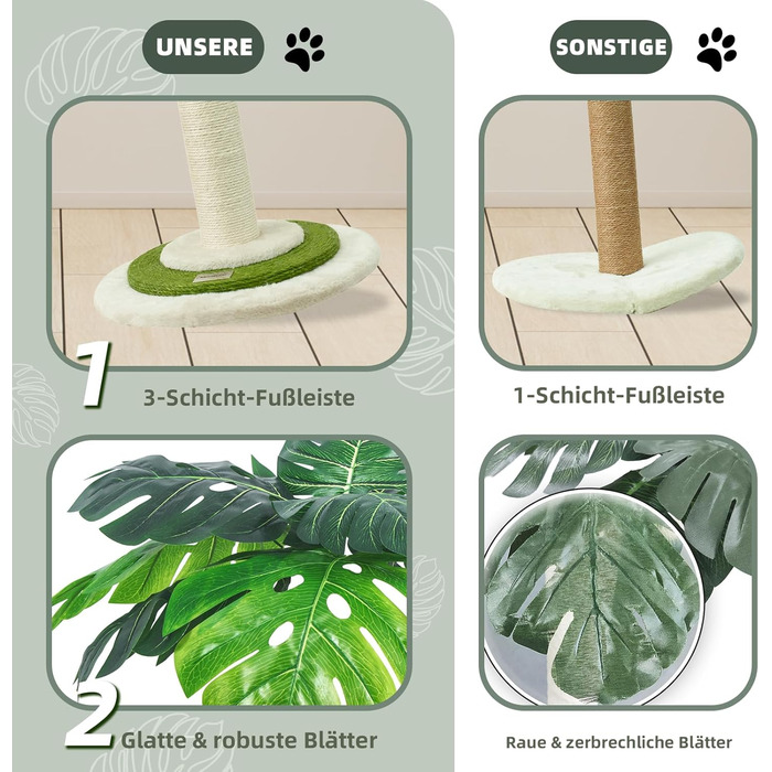 Котяча кігтеточка Meowoou з м'ячиком та стовпчиком 89 см з сизалевого мотузка. Кігтеточка-стовпчик для котів усіх вікових груп OTurtleLeafTree