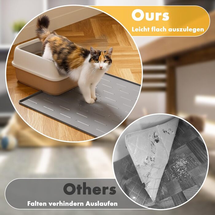 Килимок під лоток для котів Pieviev Katzenklo Matte, 86x56 см, сірий, вологостійкий, неслизький