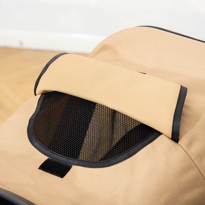 PawHut Складана візок для собак, 10 кг, з гальмівними колесами, підсклянник та кошик для зберігання, 3 вікна, 360° поворотні передні колеса, Колір: Кофе