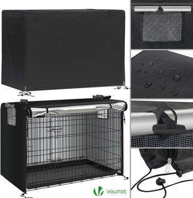 Клітка для собак VOUNOT, розкладний вольєр з кришкою, переноска для собак в авто, чорна XL (107x70x78 см)