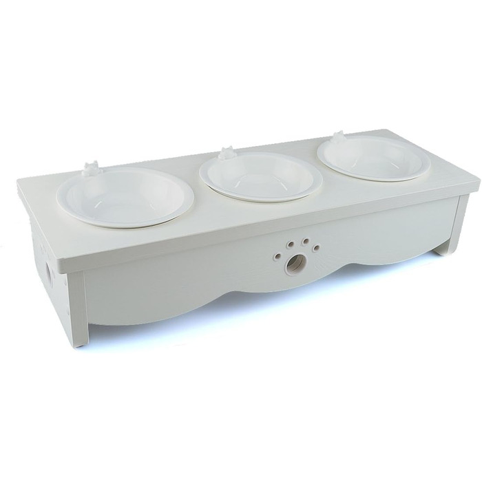 Набір мисок для котів CatS Design: кераміка та дерево, 3 шт. - годівниця для котів, миска для корму, безпечна для миття в посудомийній машині