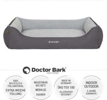 Крісло-лежанка для собак Doctor Bark GreenLabel XL (110x85 см, сірий) - зручне та міцне, Made in Germany