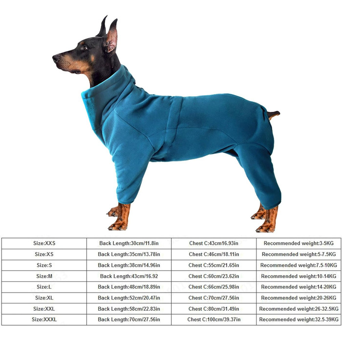 Теплий зимовий халат для собак з флісу з ніжками для великих, середніх та маленьких порід, теплий піжамний халат для собак, Чіхуахуа (Синій, XS)