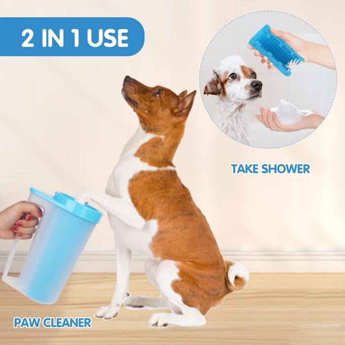 Очисник лап для собак і котів з силіконовою щіткою, великий об'єм