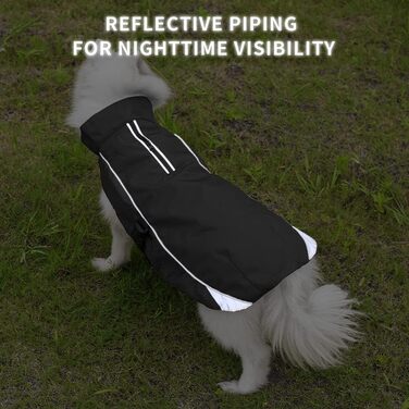 Водонепроникний зимовий теплий дощовик для собак, куртка для собак, вітронепроникний дощовик з флісовою підкладкою, теплий дощовик для собак великих порід - XL, чорний