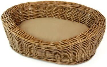 Кігтеточка-ліжко для собак та котів, плетене з лози, кругле, з подушкою, розмір S, коричневий