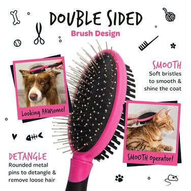 Буршлюк Bugalugs 2-в-1 для собак та котів: двосторонній гребінь для довгої та короткої шерсті, видаляє відмерле волосся, масаж та догляд за шкірою