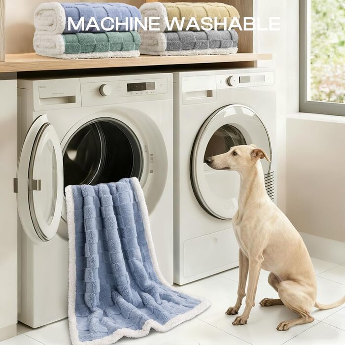 Водонепроникний килимок для собак Luciphia, великий розмір, Sherpa-fleece, двосторонній, захист ліжка та меблів, бежевий (X-Large 85x57 дюймів)