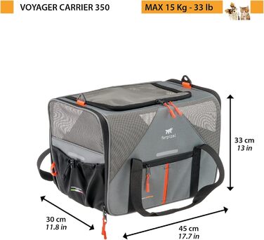 Переноска для собак та котів Ferplast Voyager, 50x35x37 см, сіра, до 15 кг