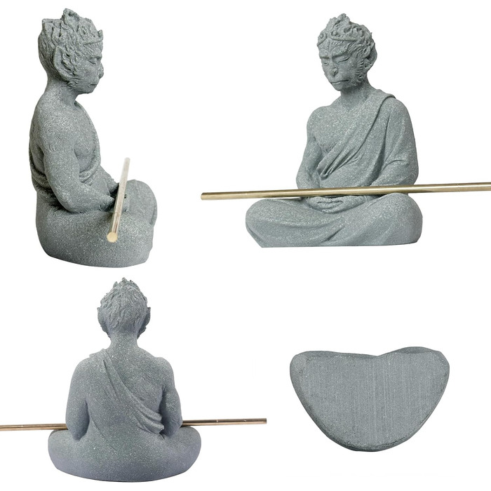 Статуя Будди для акваріума, набір декор для акваріума в стилі дзен з штучними рослинами, статуя медитуючого Будди, пісковик, 11,7 см