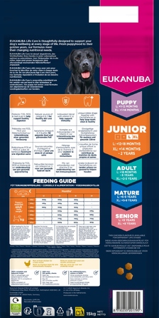 Сухий корм для цуценят великих порід Eukanuba Life Care з куркою, 15 кг