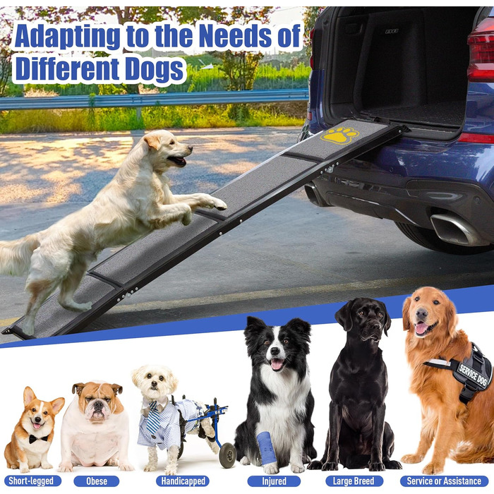 Рампа для собак BACOENG 180 см, автоматичне складання, з антиковзким килимком, для автомобілів, вантажівок та SUV