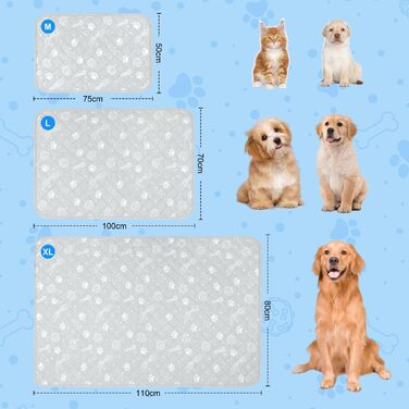 Кühlmatte для собак та котів MH MYLUNE HOME - термохромна охолоджуюча килимок, самоохолоджуюча, не слизька, водопоглинаюча, портативна, сіра, 110x80 см