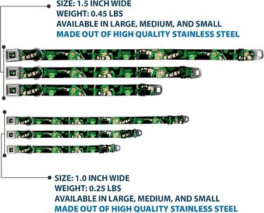 Нашийник для собак Buckle-Down Green Arrow, 22,9–38,1 см, чорний/зелений, з логотипом, міцний нейлон