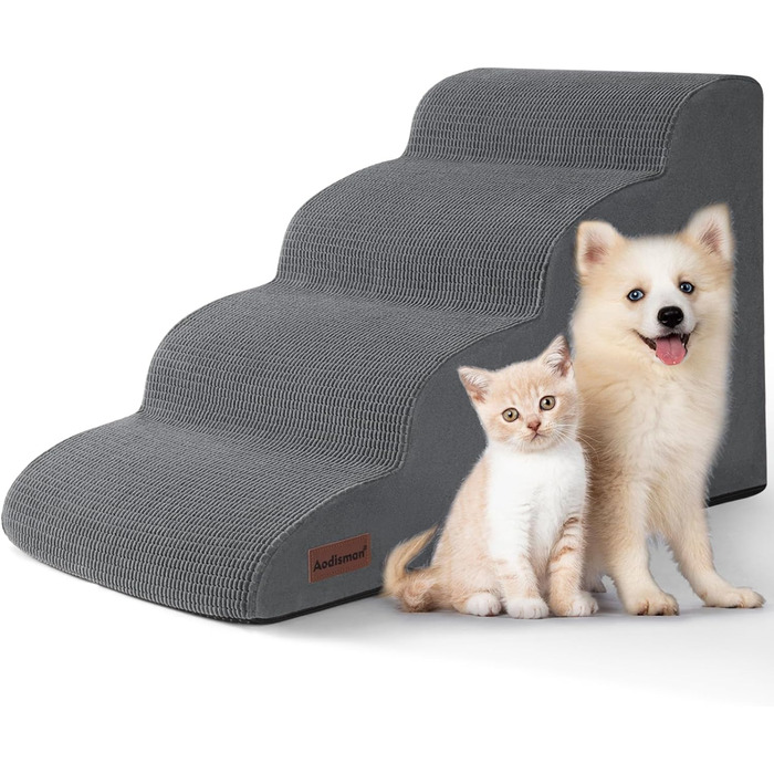 Сходинка для собак та котів на 4 сходинки, сіра, 40 см. Стабільна та з неслизьким покриттям