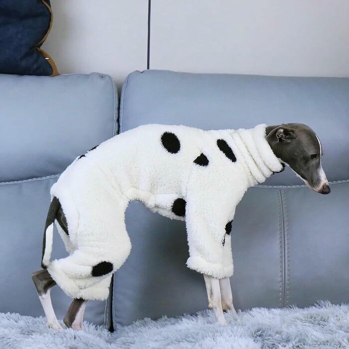 Теплий флісовий костюм-піжама для собак, зимовий теплий комір для грейхаундів, костюм для собак малого та середнього розміру, білий L