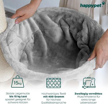 Великий стійкий котячий комплекс HAPPYPET Parker 171 см, сірий – кішкам: ігровий тунель, будиночок, лежанки, стовпи 11 см, XXL кігтеточка, дряпка, килимок для котів