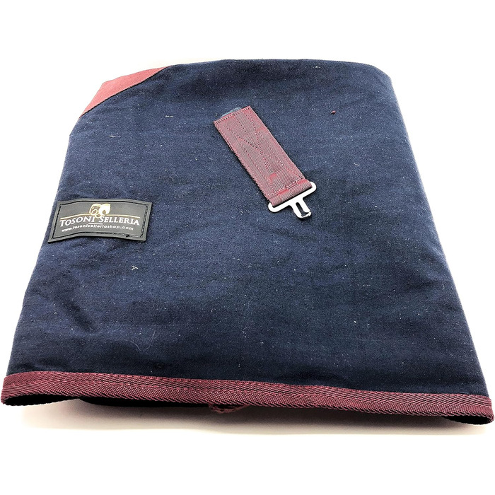 Літня повітропроникна попона для коней з бавовни Maddy 2 з ременями та захистом хвоста, 128 см (Синій/Бордовий)