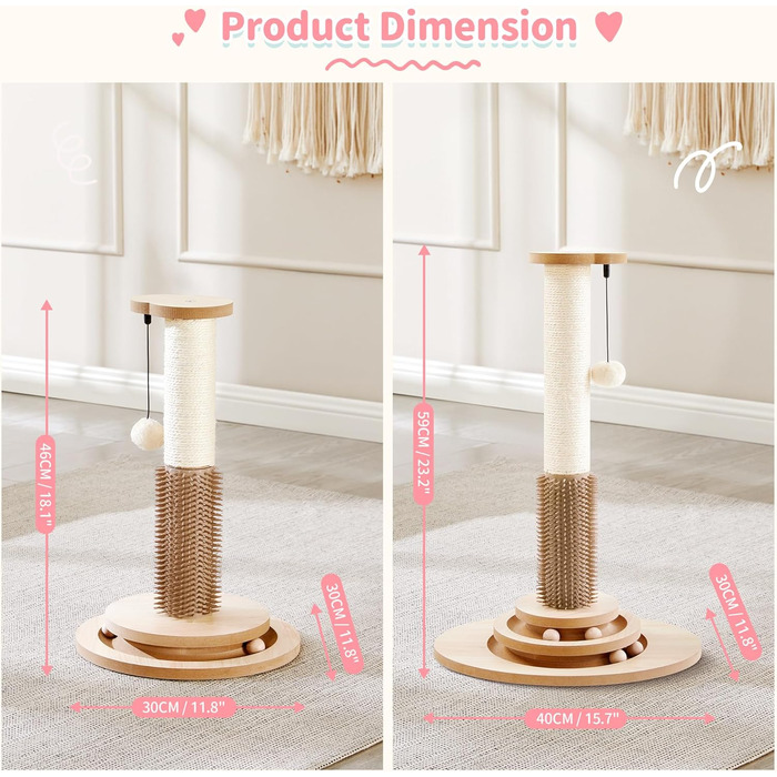 Made4Pets Когтеточка для котів з інтерактивними іграшками, обертовою платформою, треками з кульками та підвішеними м'ячами, ідеальна для домашніх котів