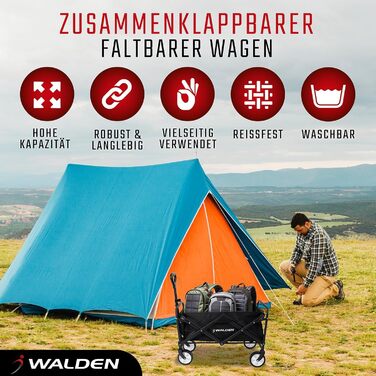 Складаний вагон-тележка з великою місткістю, стабільний та портативний. Ідеально для спорту, покупок та кемпінгу