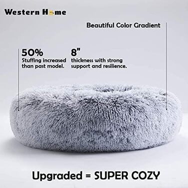 Ліжко для собак і котів Western Home, м'яке флісове, кругле, 70 см, світло-сіре, для малих порід, пране, лежак для котів і собак