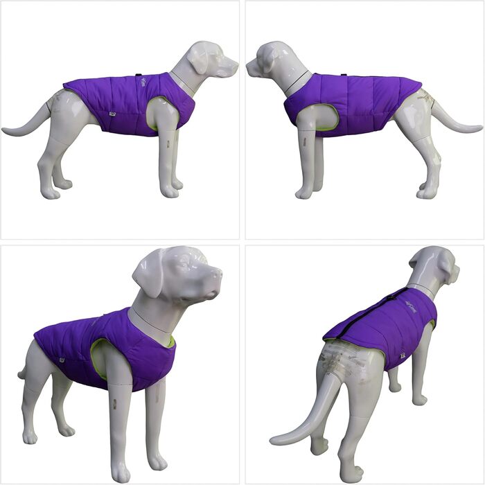 Зимова куртка для собак, водонепроникна, вітронепроникна, тепла флісова куртка з блискавкою для маленьких, середніх та великих собак, зелена, розмір L, зелений (S (-9lbs), фіолетовий)