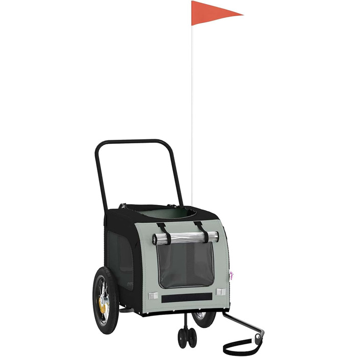 Фургон для собак VidaXL - переносний, з прапором та відбивачами, до 45 кг, 125 x 53 x 54 см