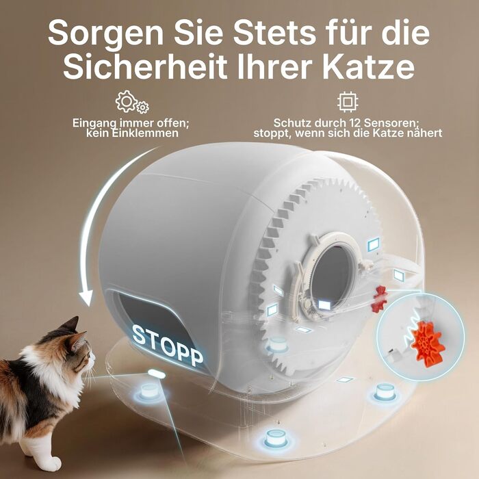 Самоочисний автоматичний туалет для котів PETKIT Purobot Max 3, 76л, з подвійною системою видалення запаху та збільшеним входом, білий