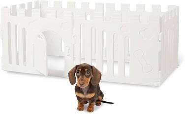 Клітка для цуценят 5+1 панель | Розширювана клітка для тварин в приміщенні з антиковзними ніжками та без інструментів - Білий 155 * 78 * 60 см