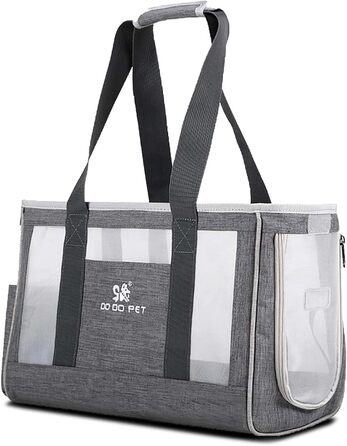 Переноска для собак та котів PETCUTE Hautier з вийманою підстилкою, безпечний поводок, дихаюча переноска для маленьких собак, схвалена авіакомпаніями (M, сірий)