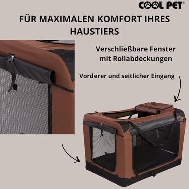 Переносна складана переносна коробка для собак 91х64х64 см, 2XL (колір: коричневий)