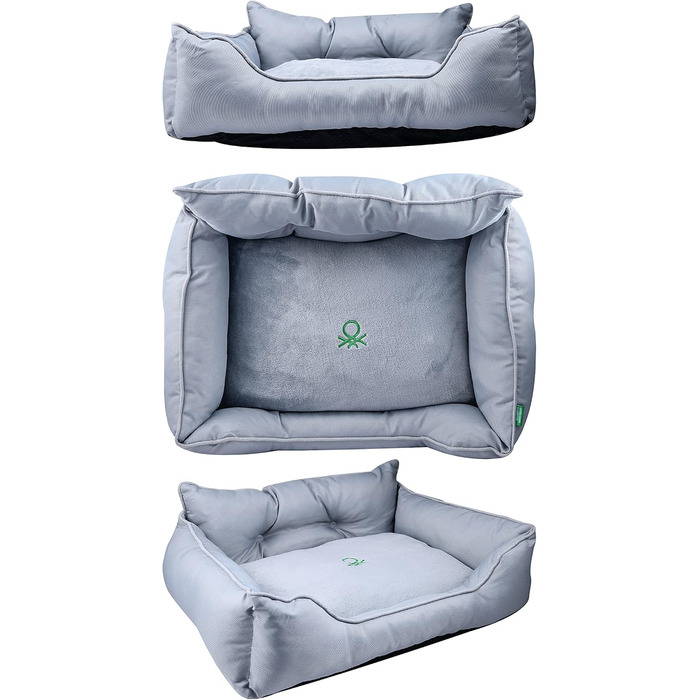 Крісло-ліжко для собак середніх порід Benetton, сіре, розмір M, 65x50x20 см, поліестер, можна прати в пральній машині
